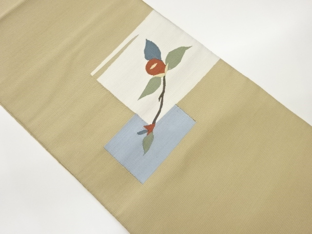 JAPANESE NAGOYA OBI / WOVEN ABSTRACT CAMELLIA